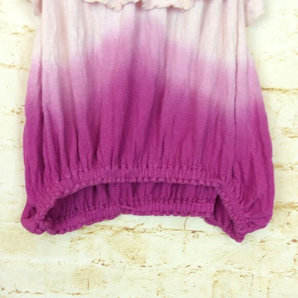 Free People Cora Off The Shoulder Top Womens XS Pink Ombre Peasant Boho 70s FLAW - Picture 6 of 13